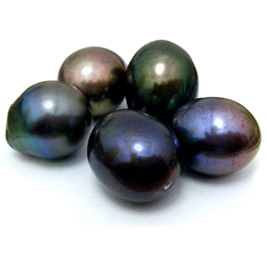 Black 11-12mm Half Drilled Drop Single Pearls